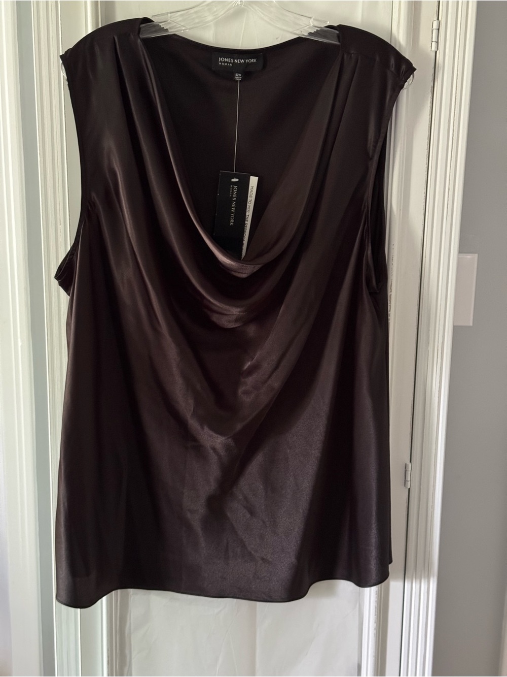 Jones New York Cowl Neck Sleeveless “Rebecca Blouse” in Black Size 22W